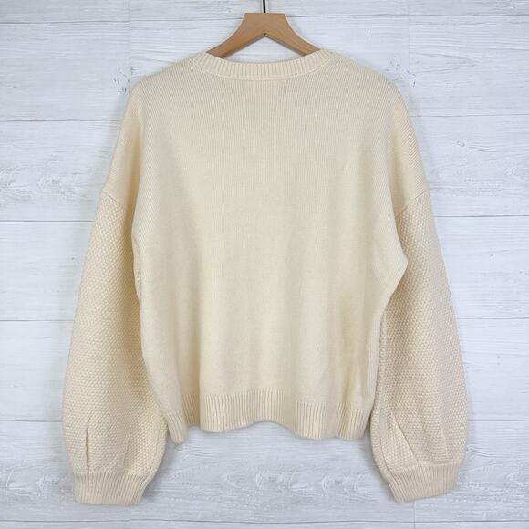 Tuckernuck Hyacinth House Francine Sweater Size XL Embroidered Flowers Cream - Picture 8 of 16